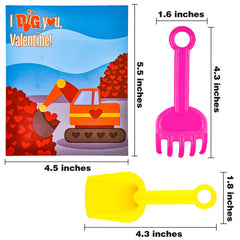 28Pcs Kids Valentine's Day Cards with Shovel Toys - Classroom Exchange Gifts