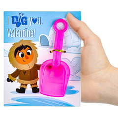 28Pcs Kids Valentine's Day Cards with Shovel Toys - Classroom Exchange Gifts