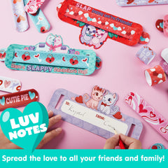 28-Pack Valentine's Day Cards for Kids with Slap Bracelets - Classroom Exchange Gifts