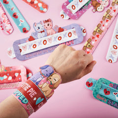 28-Pack Valentine's Day Cards for Kids with Slap Bracelets - Classroom Exchange Gifts