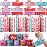 28-Pack Valentine's Day Cards for Kids with Slap Bracelets - Classroom Exchange Gifts