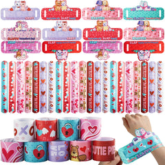 28-Pack Valentine's Day Cards for Kids with Slap Bracelets - Classroom Exchange Gifts