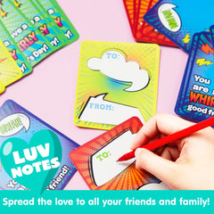 28pcs Light up Spinning Tops with Kids Valentines Exchange Cards