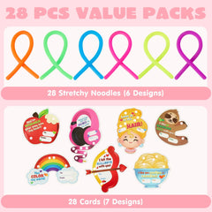 28Pcs Kids Valentine's Cards with Stretchy String - Classroom Exchange Gifts