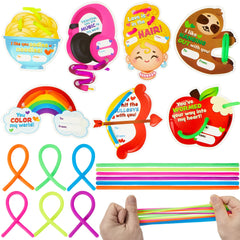 28Pcs Kids Valentine's Cards with Stretchy String - Classroom Exchange Gifts
