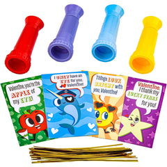 28Pcs Kids Valentine's Cards with Telescopes - Classroom Exchange Gifts
