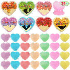 28-Piece Multicolor Glow-in-the-Dark Slime Heart Cases & Stickers
