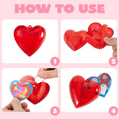 28-Pack Push Bubble Tubes Heart Shell Filled Hearts with Valentine's Day Cards for Kids Classroom Exchange Gifts