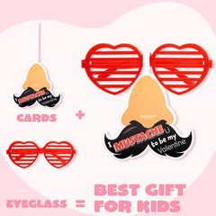 28Pcs Shutter Shade Accessories with Valentine's Day Cards for Kids - Classroom Exchange Gifts