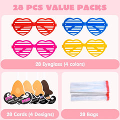 28Pcs Shutter Shade Accessories with Valentine's Day Cards for Kids - Classroom Exchange Gifts