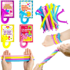 28 Pcs Stretchy String with Valentine's Day Cards for Kids Classroom Exchange Gifts