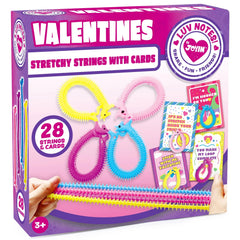 28 Pcs Stretchy String with Valentine's Day Cards for Kids Classroom Exchange Gifts