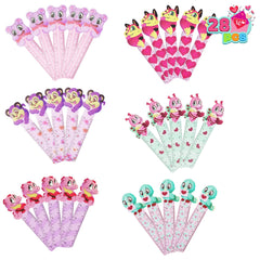 28-Piece Valentine's Day Stationery Set with Treat Bags for Kids Classroom Exchange Gifts