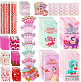 28-Piece Valentine's Day Stationery Set with Treat Bags for Kids Classroom Exchange Gifts