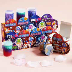 28 Cosmic Realm Valentine Slime Boxes with Kids' Valentine Cards