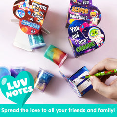 28 Cosmic Realm Valentine Slime Boxes with Kids' Valentine Cards