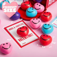 28 Heart-Shaped Squeeze Balls with Valentine's Day Cards for Kids Classroom Exchange Gifts