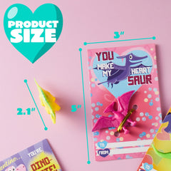 28Pcs Kids Valentine's Day Cards with Dinosaur Figure Toys - Classroom Exchange Gifts