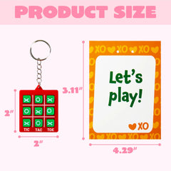 28-Piece Tic-Tac-Toe Keychain Gifts with Valentine's Cards for Classroom Exchange
