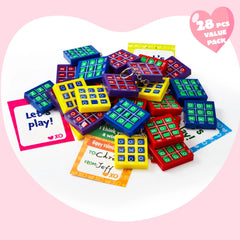 28-Piece Tic-Tac-Toe Keychain Gifts with Valentine's Cards for Classroom Exchange