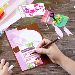 28-Piece Unicorn and Dinosaur Keychain Set with Valentine's Day Cards for Kids