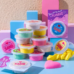 28 Valentine's Day Sand Slime with Cards for Kids - Classroom Exchange Gifts