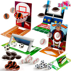 28 Sports Game Erasers with Valentine's Cards for Classroom Exchange