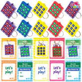 28-Piece Tic-Tac-Toe Keychain Gifts with Valentine's Cards for Classroom Exchange