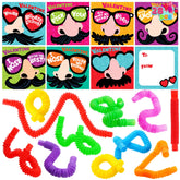 28 Packs Valentine's Day Nose Picking Cards with Pop Tubes for Kids