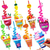 28 Reusable Drinking Straws with Kids' Valentine Cards for Valentine Party Favors
