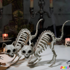 2 PCS Skeleton Cat Halloween Decorations Set - Animal Courtyard Decoration