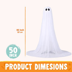 2 Pack 50" Halloween Outdoor Light-Up Ghost Decorations