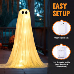 2 Pack 50" Halloween Outdoor Light-Up Ghost Decorations
