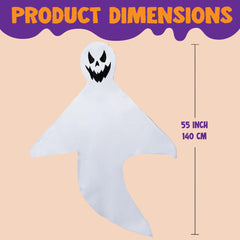 2-Pack 55-Inch Halloween Light-Up Windsock Hanging Ghost with 80 White Lights