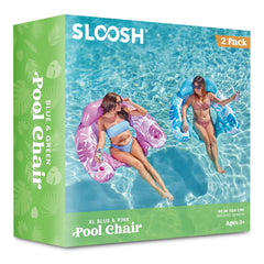 2 Pack Inflatable Pool Chairs with Cup Holders - Blow Up Floating Pool Floats