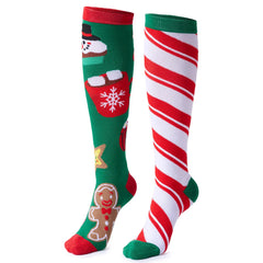 2 Packs Women's Knee High Winter Socks for Christmas, Warm Soft Novelty Socks