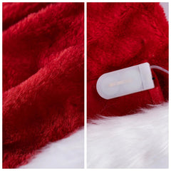 2-Pack Light-Up Christmas Santa Elf Hats for Adults with Pom Poms and Colorful Lights