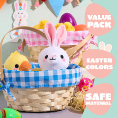 Set of 2 Easter Bamboo Woven Goodie Baskets with Handles for Party Treats and Picnics