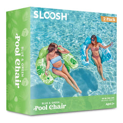 2 Pack Inflatable Pool Chairs with Cup Holders - Floating Lounge Floats