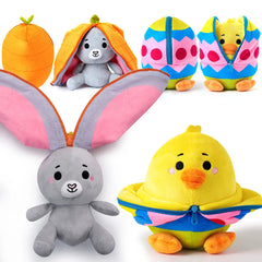 2-Pack Plush Hiding Bunny and Chick