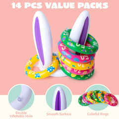 2 Sets Inflatable Bunny Ears Ring Toss Game for Indoor & Outdoor Party