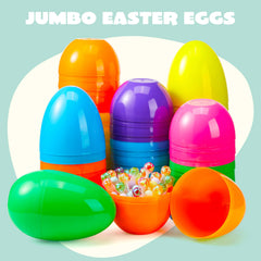 24 Large Plastic Easter Eggs, 6-Inch Colorful Jumbo Fillable Eggs