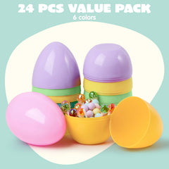 24 Large Pastel Easter Eggs, 6-Inch Plastic Jumbo Fillable Eggs