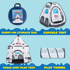 White Rocket Ship Pop-Up Play Tent with Tunnel
