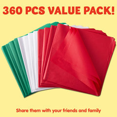 36 Sheets Christmas Tissue Paper - Red, Green & White