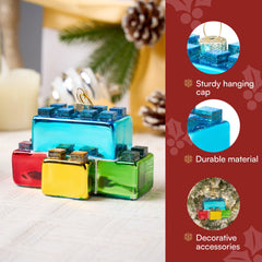 Christmas Building Blocks Glass Ornament