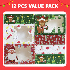 12 Pcs Christmas Cookie Boxes for Gift Giving