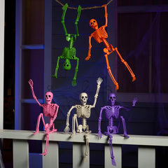 5 Pack Posable Halloween Skeleton Decorations, 16 Inches Each
