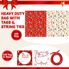 2-Pack Large Red & White Christmas Holiday Plastic Gift Bags