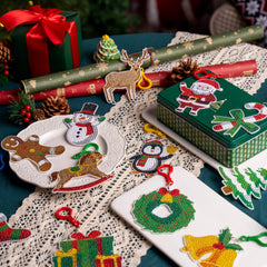 12 Pcs Christmas Diamond Art Ornaments Kit, 5D DIY Craft with Keychains for Kids